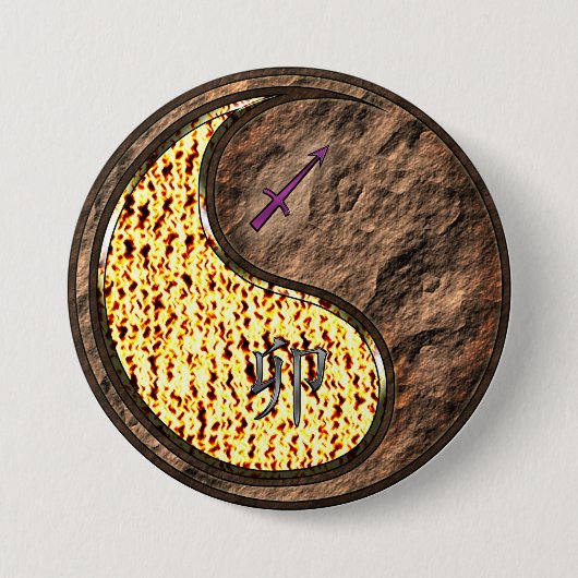 Boogschutter & Aarde Konijn Ronde Button 7,6 Cm (Voorkant)