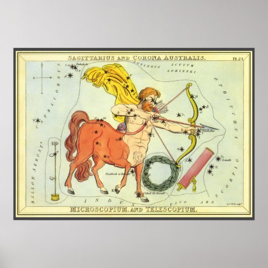 Boogschutter, Antieke Sterrenbeeld Urania's Spiege Poster (Voorkant)