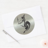 Boogschutter Archer Silhouet met Metaaleffect Ronde Sticker (Envelop)