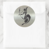 Boogschutter Archer Silhouet met Metaaleffect Ronde Sticker (Tas)