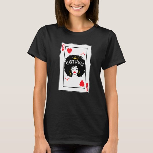 Boogschutter Astrologie Koningin Harten Blackjack T-shirt (Voorkant)
