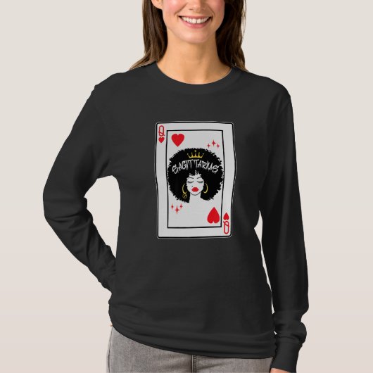 Boogschutter Astrologie Koningin Harten Blackjack T-shirt (Voorkant)