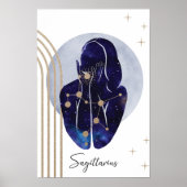 Boogschutter Blauw Vrouwelijk Zodiac Design Poster (Voorkant)