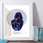 Boogschutter Blauw Vrouwelijk Zodiac Design Poster
