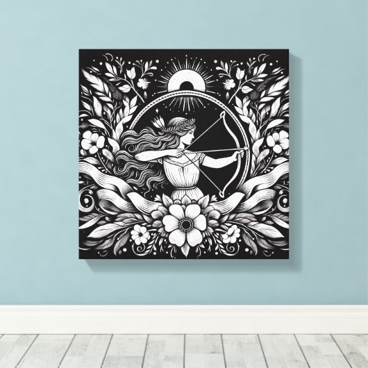Boogschutter Boogschutter Godin Inkt Canvas Kunst (Insitu (Houten vloer))