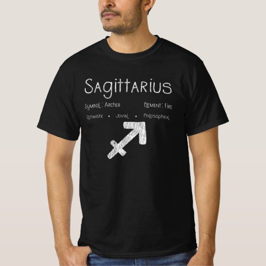 Boogschutter Boogschuttersymbool Astrologie Verjaa T-shirt (Voorkant)