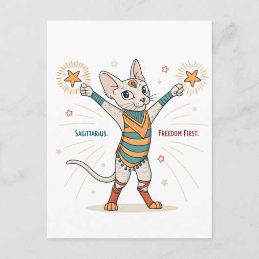 Boogschutter Dierenriem Kat Vrijheid Eerst Kunst Briefkaart (Voorkant)