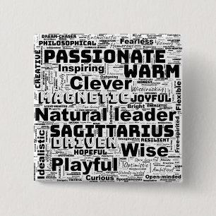 Boogschutter Dierenriem Woordwolk Inspiratie Acryl Vierkante Button 5,1 Cm