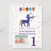 Boogschutter Eerste Verjaardag Goud & Ballonnen Kaart (Voorkant)