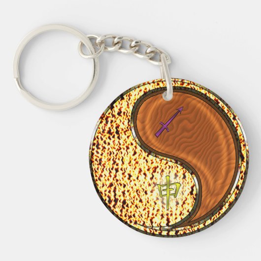 Boogschutter en houten aap sleutelhanger (Voorkant)