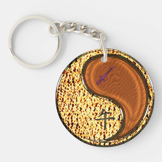 Boogschutter en houten paard sleutelhanger (Voorkant)