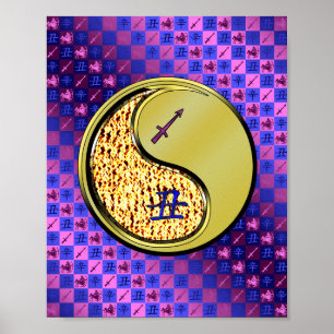Boogschutter en metalen os poster