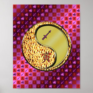 Boogschutter en metalen tijger poster