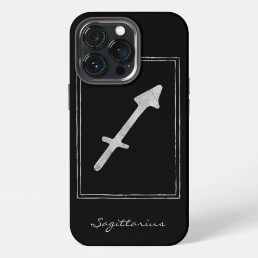 Boogschutter gehamerd zilver astrologie ster sterr iPhone hoesje (Achterkant)