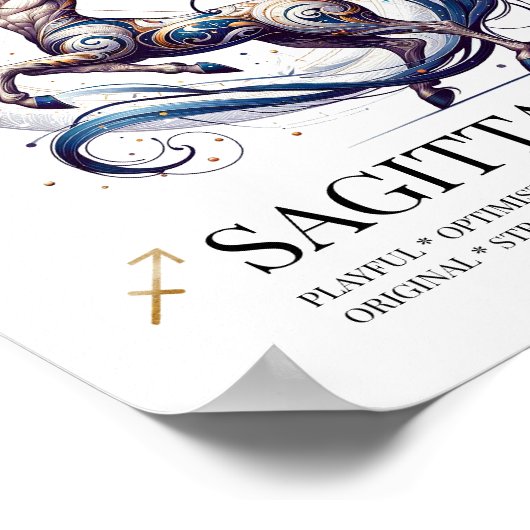 Boogschutter Gepersonaliseerde Elegante Dierenriem Poster (Hoek)