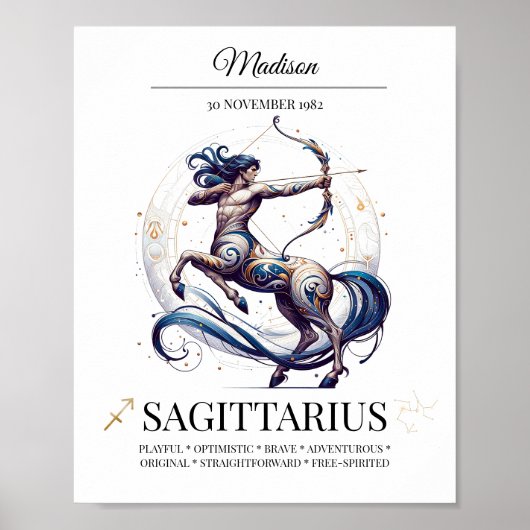 Boogschutter Gepersonaliseerde Elegante Dierenriem Poster (Voorkant)