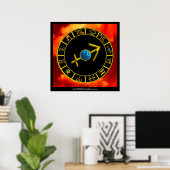 BOOGSCHUTTER / GOUDEN STERRENBEELD CIRKEL, Astrolo Poster (Thuiskantoor)