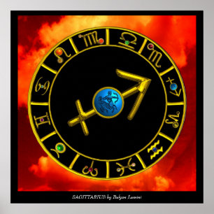 BOOGSCHUTTER / GOUDEN STERRENBEELD CIRKEL, Astrolo Poster