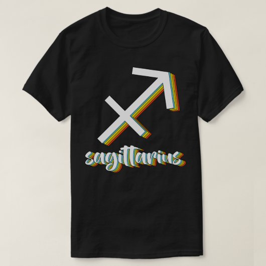 Boogschutter Horoscopen regenboog retro zodiac tek T-shirt (Design voorkant)