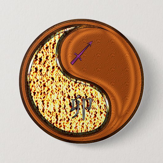 Boogschutter & Houten Konijn Ronde Button 7,6 Cm (Voorkant)