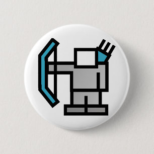 Boogschutter in blauw ronde button 5,7 cm