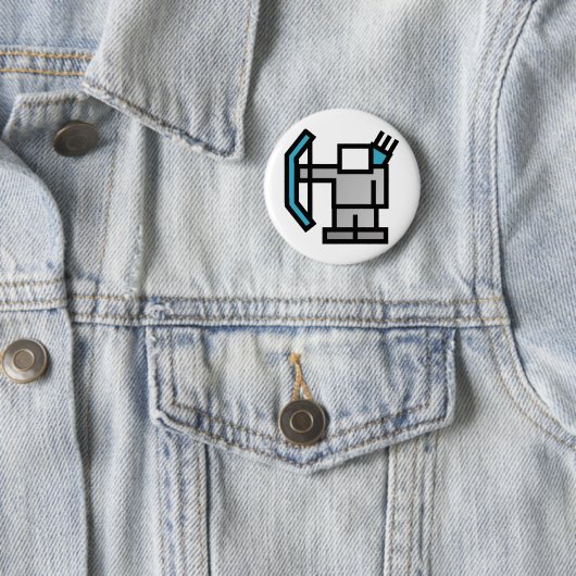 Boogschutter in blauw ronde button 5,7 cm (In situ)