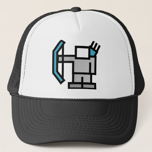 Boogschutter in blauw trucker pet (Voorkant)