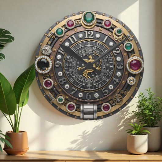 Boogschutter Klok, sterrenbeeld, Steampunk, edelst Ronde Klok