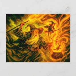 Boogschutter maakt heksen in olieverfschilderij feestdagenkaart