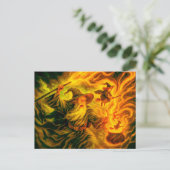 Boogschutter maakt heksen in olieverfschilderij feestdagenkaart (Staand voorkant)