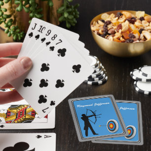 Boogschutter mannensilhouet en doel pokerkaarten