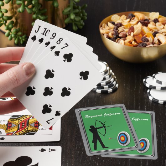 Boogschutter Mannetje Silhouet en Doel Pokerkaarten (Insitu)