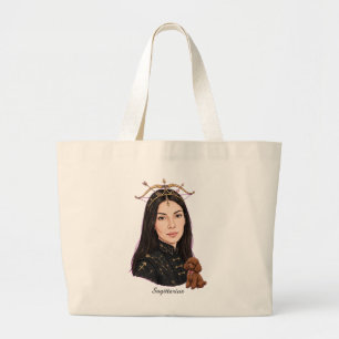Boogschutter Meisje met Poodle – Zodiac Horoscoop Grote Tote Bag