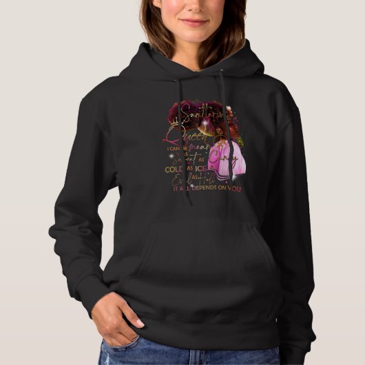 Boogschutter Meisje Verjaardag Melanin Afro Queen Hoodie (Voorkant)