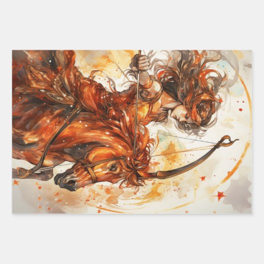 Boogschutter meisje Zodiac verjaardag Inpakpapier Vel (Voorkant 2)