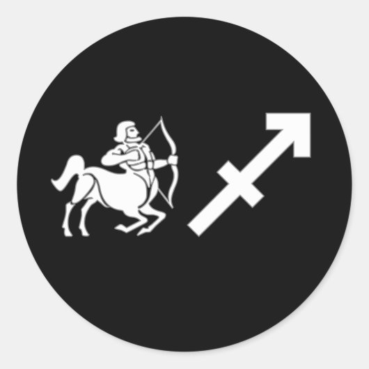 Boogschutter met symbool ronde sticker (Voorkant)