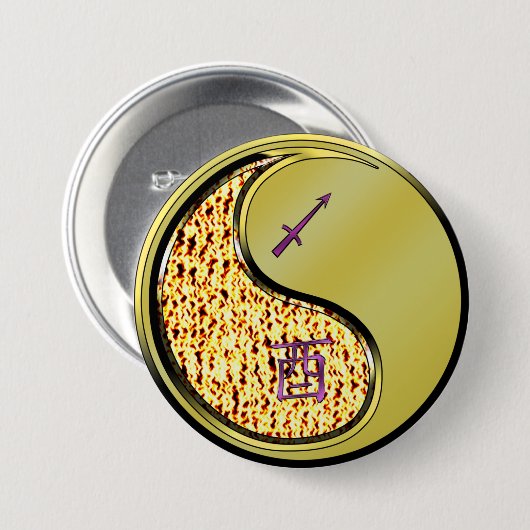 Boogschutter & Metaal Haantje Ronde Button 7,6 Cm (Voorkant /achterkant)
