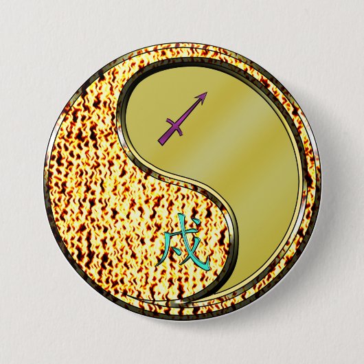 Boogschutter & Metaal Hond Ronde Button 7,6 Cm (Voorkant)