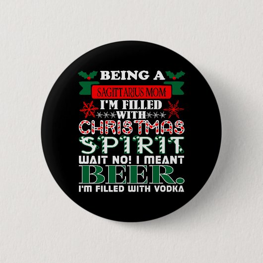 Boogschutter Moeder Kerst Spirit Bier Ronde Button 5,7 Cm (Voorkant)