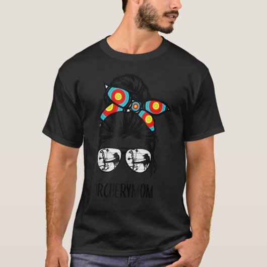 Boogschutter Moeder Leven Rommelige Knot Haar Bril T-shirt (Voorkant)