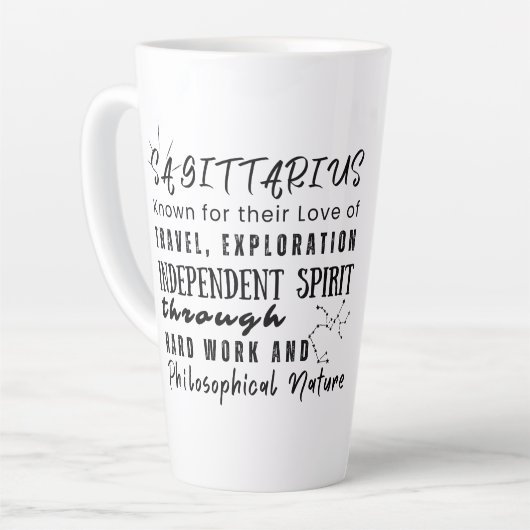 Boogschutter Motivatie Quotes Zodiac teken Latte Mok (Linkerhoek)