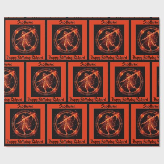 Boogschutter Naam toevoegen Verjaardag Zodiac Gift Cadeaupapier (Vlak)