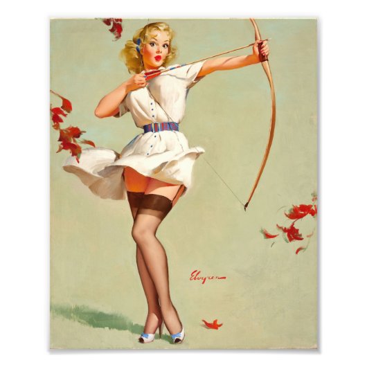 Boogschutter Pin-Up Meisje Foto Afdruk (Voorkant)