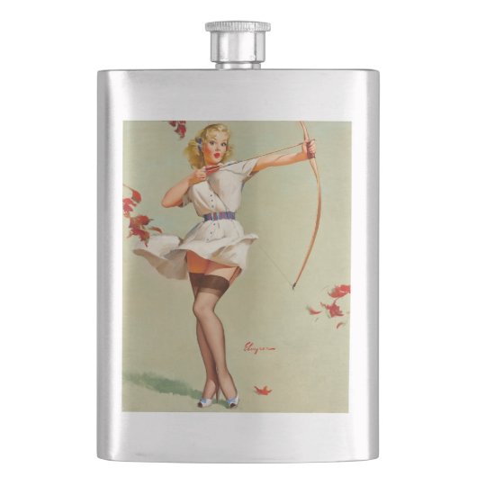 Boogschutter Pin-Up Meisje Heupfles (Voorkant)