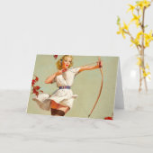 Boogschutter Pin-Up Meisje Kaart (Gele Bloem)