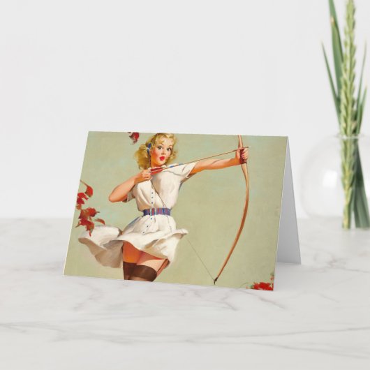 Boogschutter Pin-Up Meisje Kaart (Voorkant)