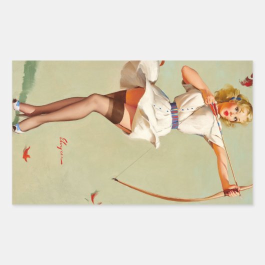 Boogschutter Pin-Up Meisje Rechthoekige Sticker (Voorkant)