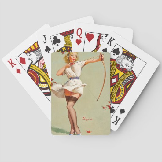 Boogschutter Pin-Up Meisje Speelkaarten (Achterkant)