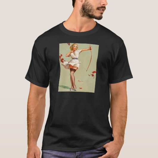 Boogschutter Pin-Up Meisje T-shirt (Voorkant)