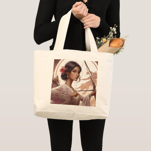 Boogschutter roze bloem grote tote bag (Voorkant (product))